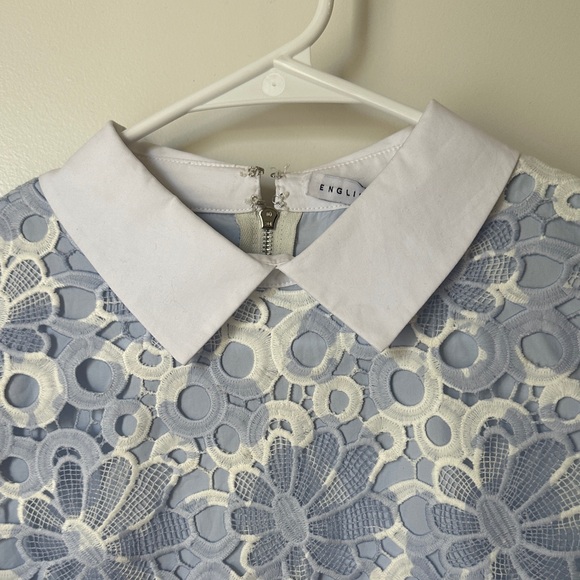 NWT - English Factory Blue and White Lace Dress - Picture 5 of 8